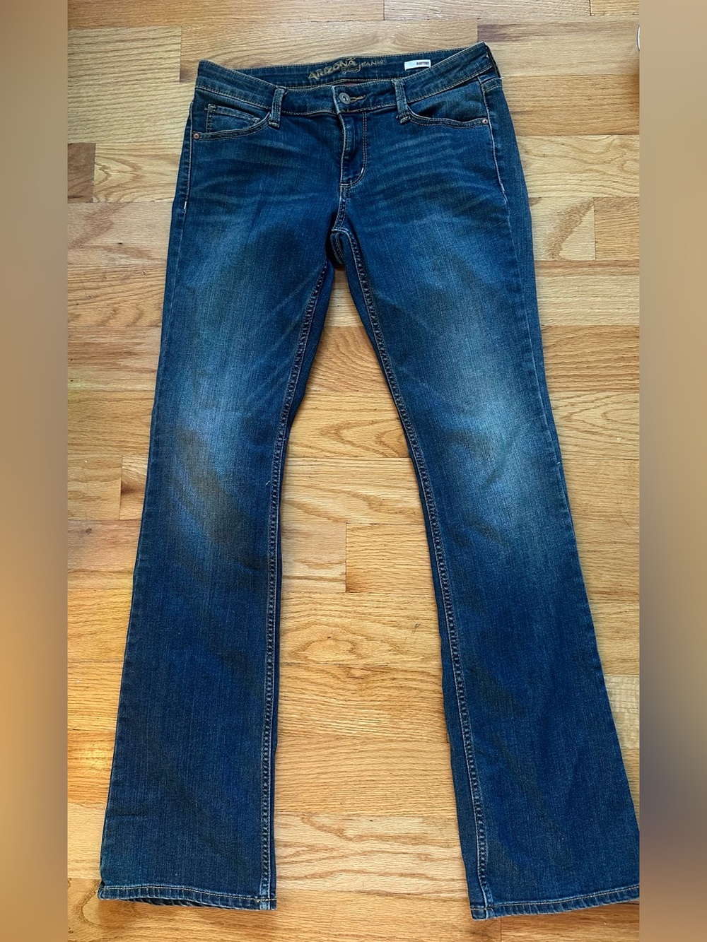 Arizona Jean Company Women's Boot Cut Low Rise Jeans in Dark Blue